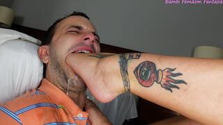Ayla's Intense Foot Gagging - foot domination, foot worship, wrinkled soles, sloppy spit, Ayla Aysel, Bambi