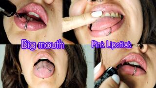 Pink lipstick on thick lips - Big mouth - Mouth Fetish