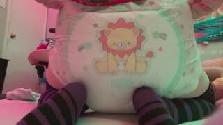 ABDL - Bouncing happy gal wiggling about in her Diaper