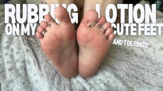 Lotioning My Cute Feet | Aria Eisley | All Natural Goth Girl with Hairy Legs gives Herself a Foot Massage with Lotion and Puts on Toe Rings | Showing off Cute Feet and Toes