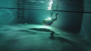 New pool for night underwater session in a new dress