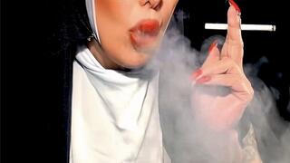 In the convent basement, the nun becomes the priest's whore - Audible Inhales and exhales - Dunhill White 100