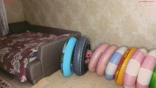 Alla got trapped in inflatable rings and had an orgasm