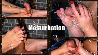 Making this guy explose, using soles, toes, fingers and hands to masturbate until cumshot 1080Hd