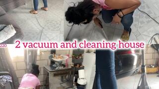 2 vacuum and cleaning house