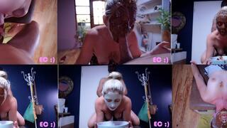 Blowjob And Getting Fucked While Dipping Face In Chocolate Spread_1080p