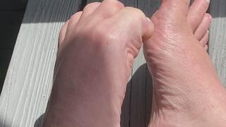 White Toe Nails Outside