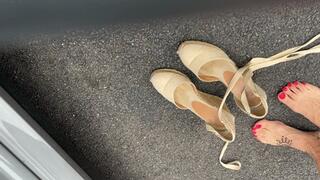 Driving with platform espadrilles
