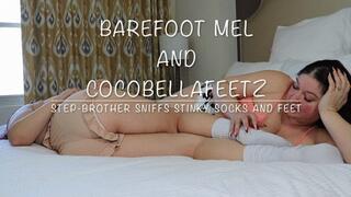 Barefoot Mel and CocoBellaFeetz Step-Brother Sniffs Stinky Socks and Feet
