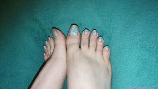 Silver Holographic Toenails Closeup