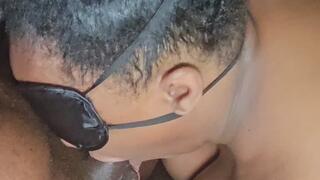 Blindfolded Luv Toy Caressing Balls and Drooling Cum