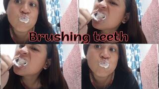 Brushing teeth close-up
