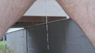 Fluffy pees in his sheath jockstrap