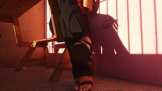 Vannesa enjoys eating a snack while letting her flip-flops dangle on her feet (7)