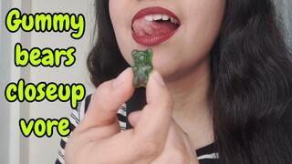 Gummy bears chewing extreme closeup vore