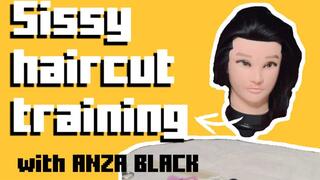 Sissy haircut training with Anza Black
