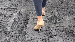 Muddy Walk in my Patent Jimmy Choo Heels