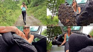 Dirty shoes and stinky socks after jogging