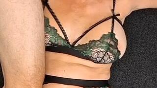 Chained with hitachi strapped to leg, anal beads shoved in my ass and freeused my face while throated. Whole movie is 45 minutes with 5 orgasms then facialized with his sperm on my face