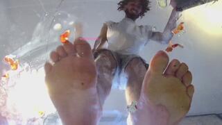 Giant crushing fruit underglass POV