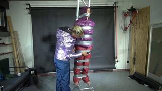 Aiyana and Ms Ungeniert in shiny nylon Down