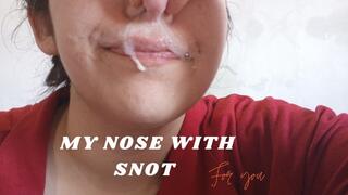 Snotty Lola blows her nose