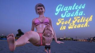 GIANTESS WORLD FETISH presents: Giantess Sasha. Foot fetish on the beach.
