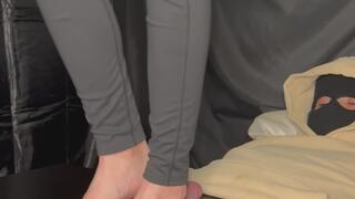 Bare foot trample cumshot