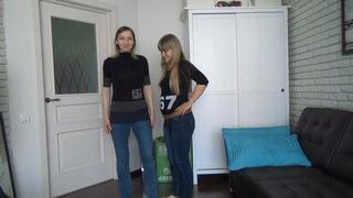Three Girls Showing belly when stretching Pr