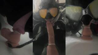 Underwater dildo blowjob & masturbation