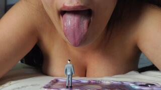 Giantess stepsister sucks and licks tiny stepsister then masturbates and fucks her pussy then puts stepbrother in her pussy in 4k