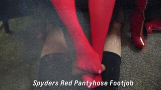 Spyders Red Pantyhose Footjob