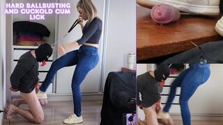 Lytta Blond - Hard Ballbusting and Cuckold Cum Lick - Sexy Lytta Kicks HARD bitch balls - Make him lick her used condoms and milk him and make him lick his own cum - CUCKOLD - CUM EATING - BALLBUSTING - FEMALE DOMINATION - FOOT DOMINATION - FEMDOM - CBT
