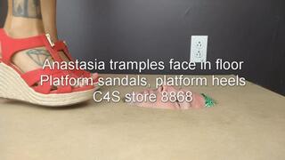 Anastasia tramples face in floor - Platform sandals and Platform heels
