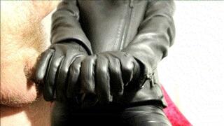 Handjobs in leather glove and jacket 1280x720
