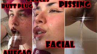 Anal pissing ahegao & facial to cumslut