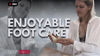 Enjoyable foot care to jerk off