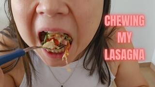 Eating my lasagna chewing asmr