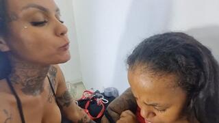 Sexy brunette with a forked tongue spitting and licking a dwarf's tongue Part 4 By Evelyn Boarque and Evil Dwarf Cam Full HD