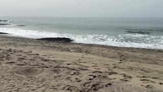 Peeing girl at the public beach compilation