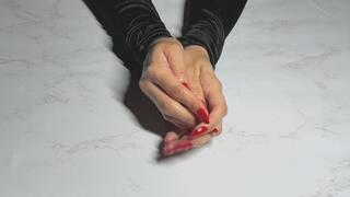 ASMR Oil Play With Red Nails 2