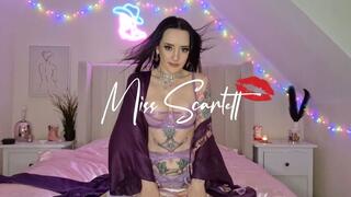 Scarlett's purple silk kimono and satin pillow fuck