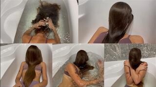 Wet hair covers face (custom video)