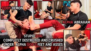 Stupid boy completly destroyed and crushed under alpha God's feet and asses - Cody D Ft Alpha Abraham