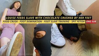 Louise feeds slave with chocolate crushed by her feet (1080) - Food & Object Crush - Foot Domination - Foot Slave Training - Spit Fetish