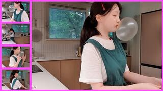 Working in the Kitchen while Blowing Bubbles