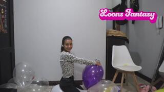 Akina pops a lot of balloon ace balloons