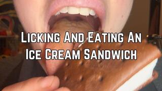 Phoenix Bates Licking And Eating An Ice Cream Sandwich 4k HD - Extreme Close Ups - Open Mouth Chewing - Dirty Tongue - Licking