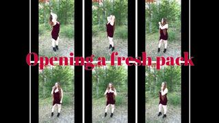 Opening a fresh pack