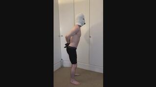 Bondage Workout - Endless Squats - Underwear, Cuffs and Gag - Masked and Anon